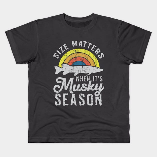 Size Matters When It's Musky Season Kids T-Shirt by Depot33